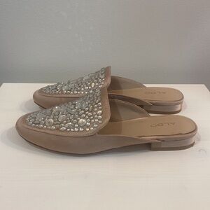 🔥5/$20🔥 Aldo Pink Satin Mules with Gems